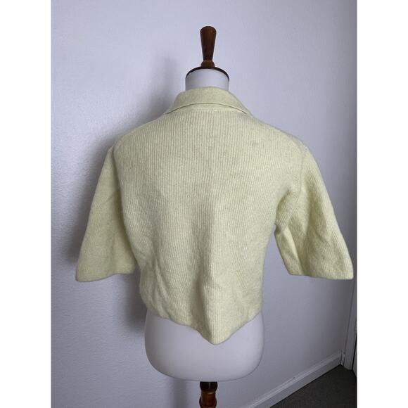 & Other Stories Sweater Collard Cropped Ribbed Wool Blend Yellow - Picture 5 of 10